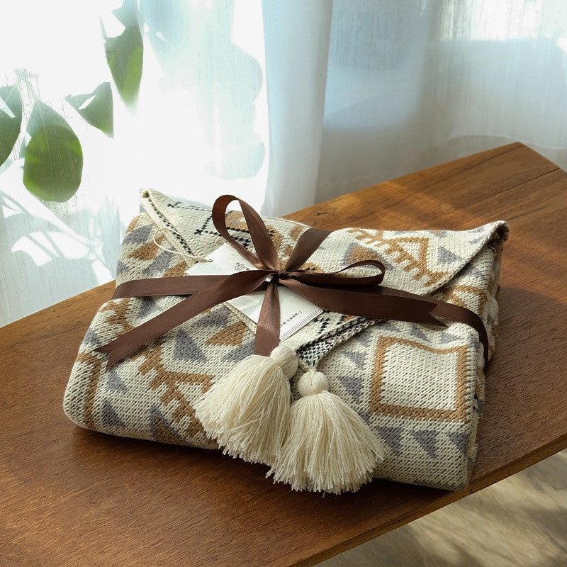 SEVANA BOHEMIAN KNIT SHAWL BLANKET