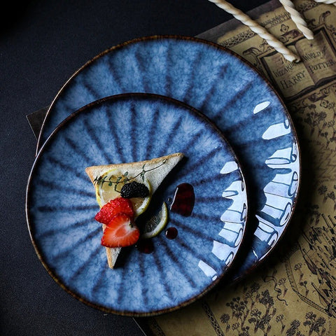 Sunflower Blue Glaze Plate
