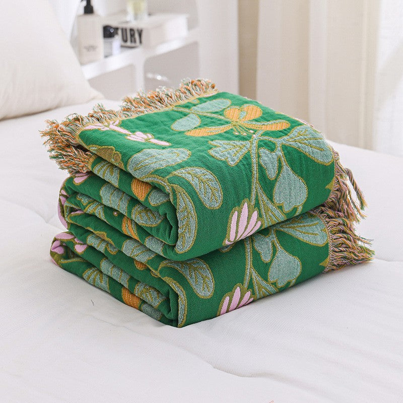 FLORAL GROVE TASSELED BLANKET