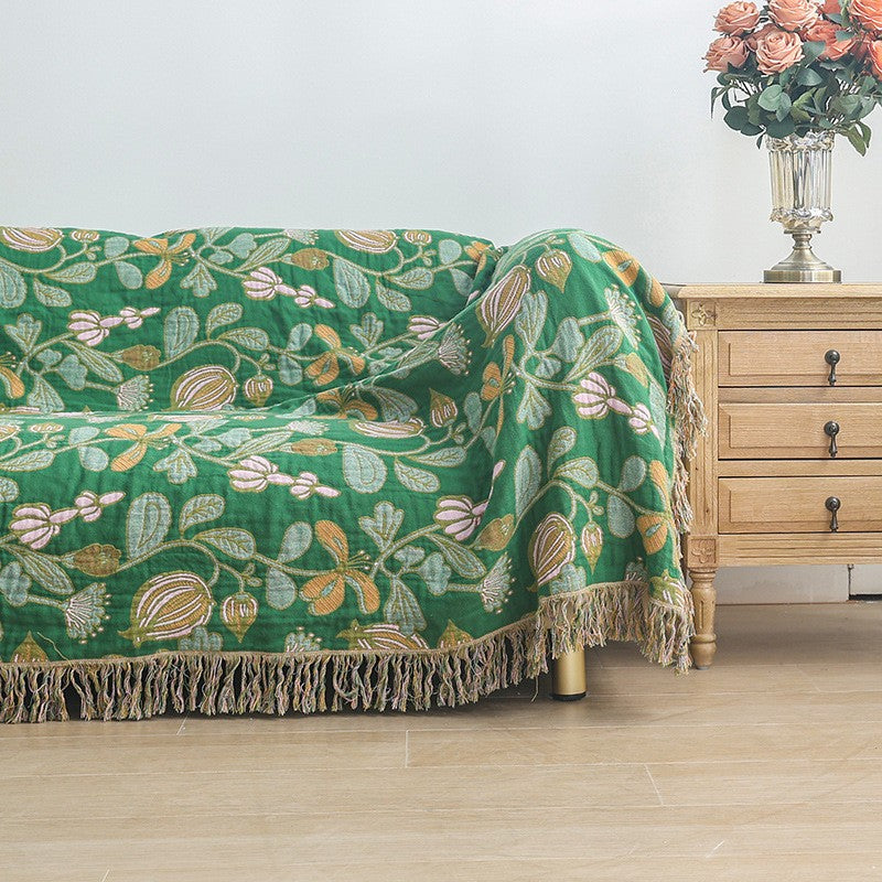 FLORAL GROVE TASSELED BLANKET