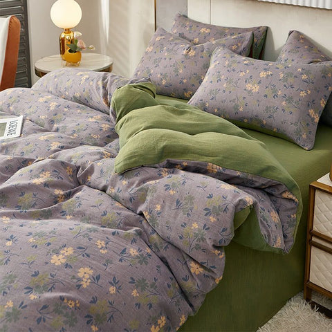 Olive Bloom Cotton Gauze Bedding Set(4 PCS)