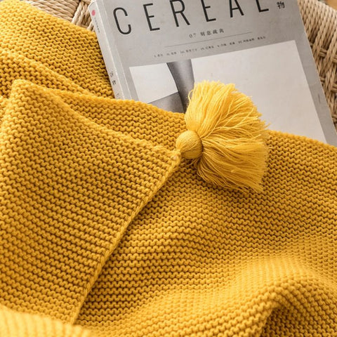 Golden Mustard Knit Throw Blanket