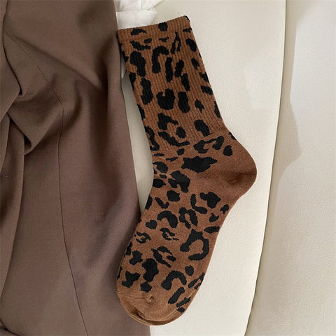 Brown leopard sock flat lay