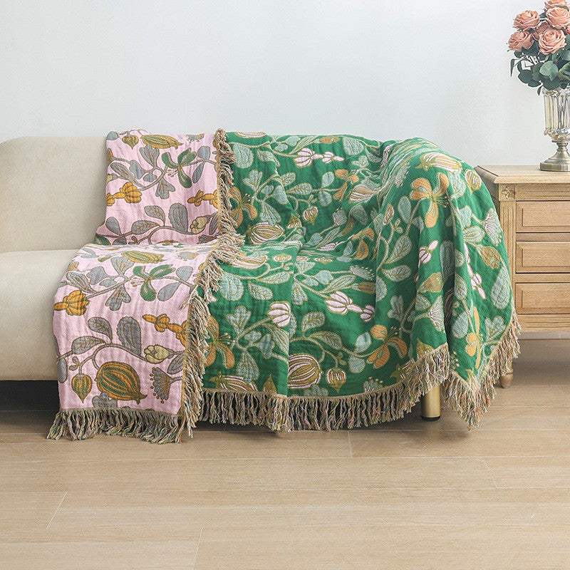 FLORAL GROVE TASSELED BLANKET
