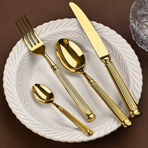 Roman Gold Silverware Set – Sculpted Flatware