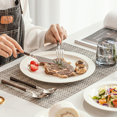 Stainless Steel Flatware Set - 18/10 High Quality with Wood Handle