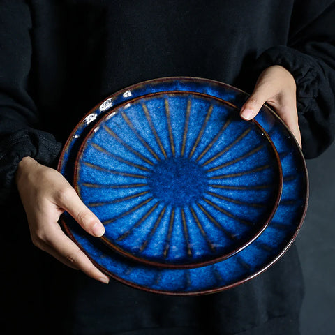 Sunflower Blue Glaze Plate