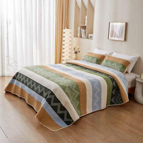 Modern Zigzag & Line Cotton Quilted Bedding 1