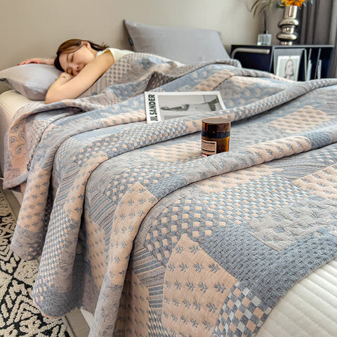 Paisley Geometric Patchwork Cotton Muslin Quilt 0