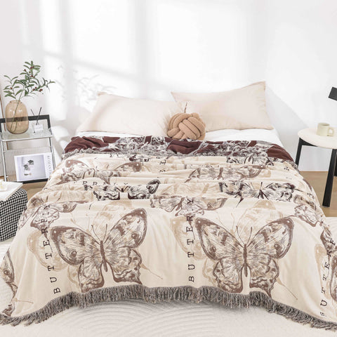 Rustic Butterfly Cotton Gauze Lightweight Quilt 0