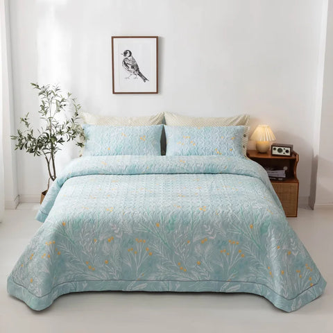 Serenity Garden Quilted Cotton Bedding Set (3PCS)