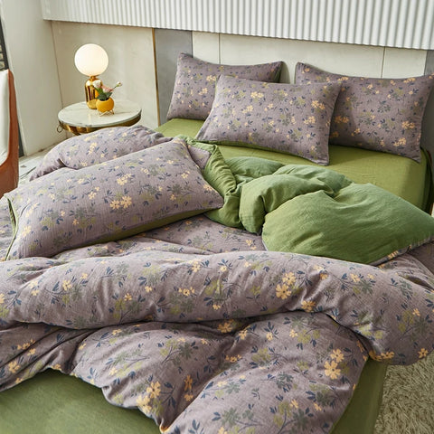 Olive Bloom Cotton Gauze Bedding Set(4 PCS)
