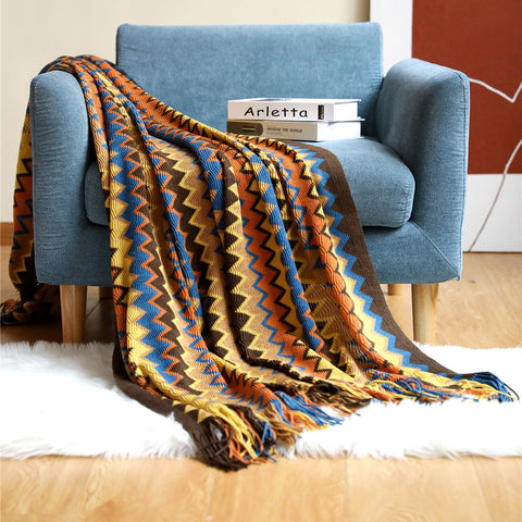Boho Chevron Knit Throw Blanket | Autumn Décor