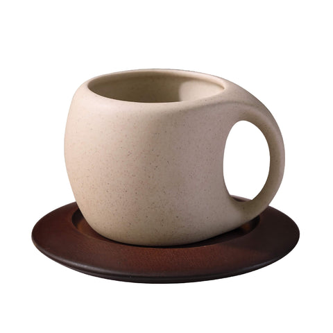 Ceramic Coffee Mug with Saucer & Spoon - Espresso Cup Set
