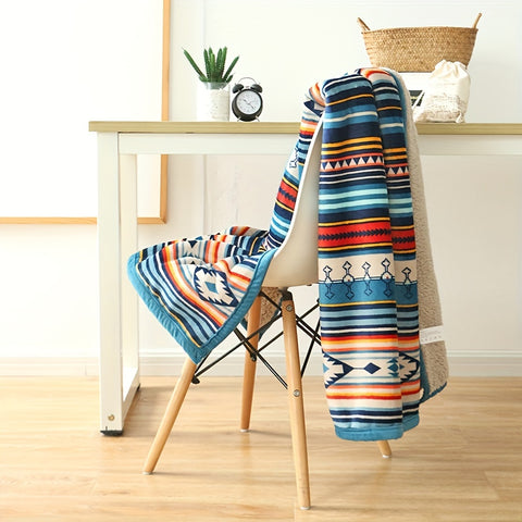 Boho Cozy Reversible Coral Fleece Throw Blanket
