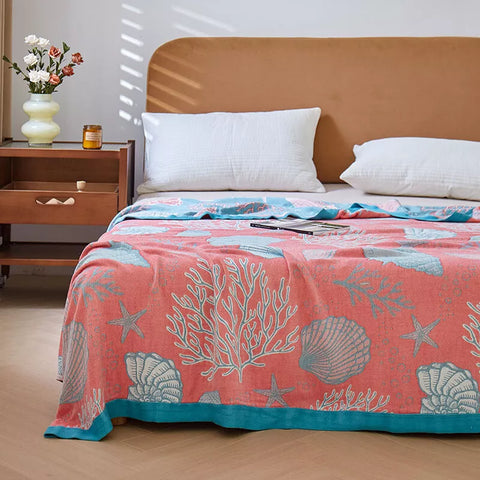 Double-Sided Throw Blanket - Starfish & Bubbles
