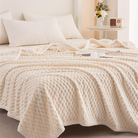 Milky White Waffle Plush Blanket