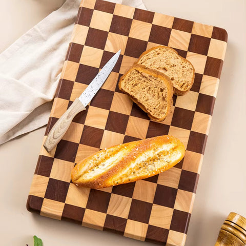 Wooden Cutting Board - Chess Pattern