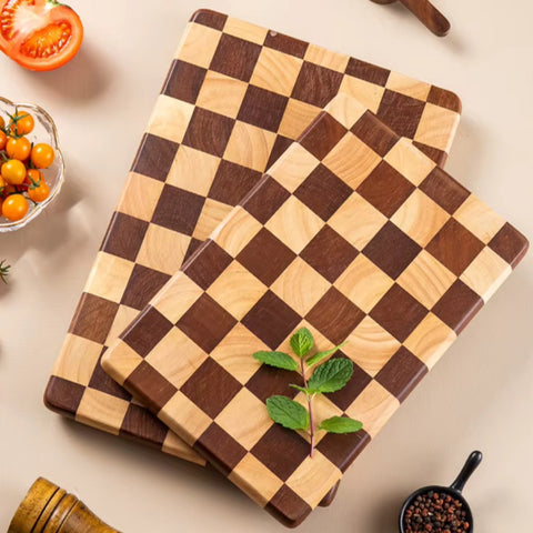 Wooden Cutting Board - Chess Pattern