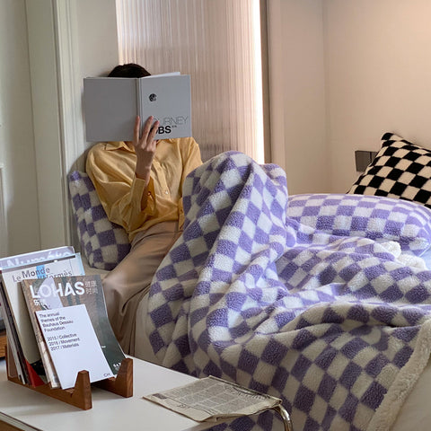 Checkered Soft Sherpa Blanket
