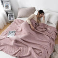 Breathable waffle cotton blanket in soft pink color