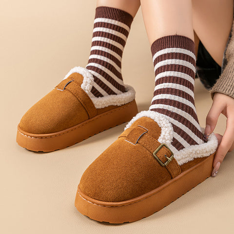 Women's Buckle Platform Slippers