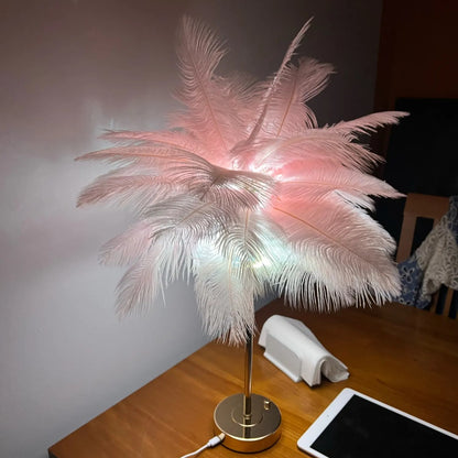 CELESTE OSTRICH FEATHER TABLE LAMP