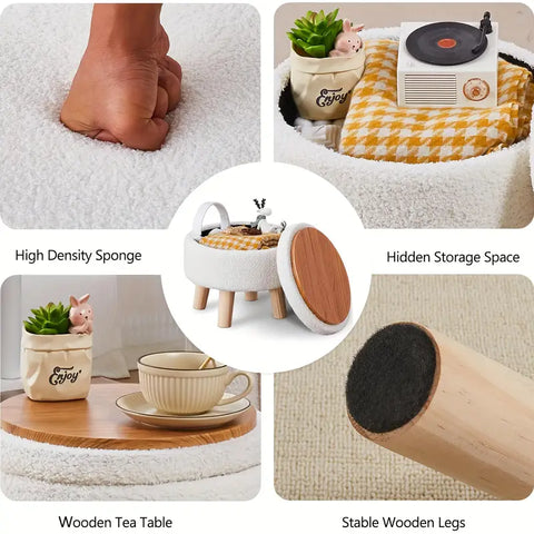 Teddy Velvet Storage Ottoman