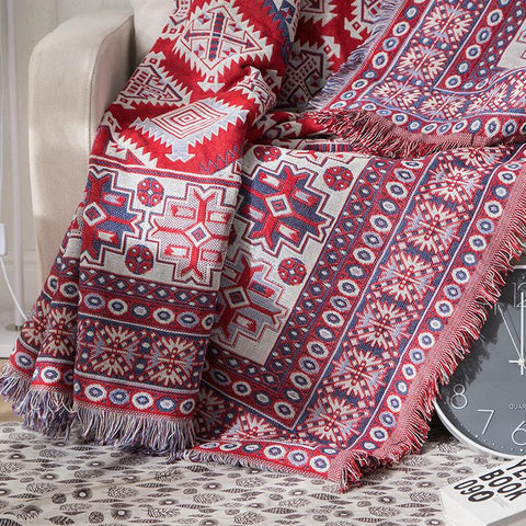 Navajo Red Boho Throw Blanket