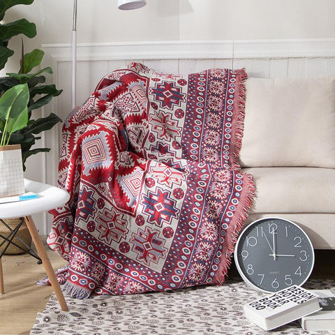 Navajo Red Boho Throw Blanket