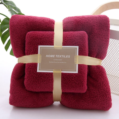 Coral Fleece Bath Towel Set