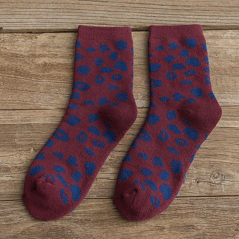 Leopard Terry Cotton Socks Women