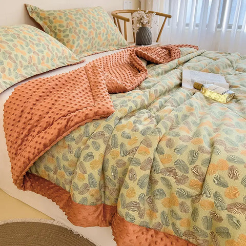 Cozy Quilt Blanket with Textured Velvet