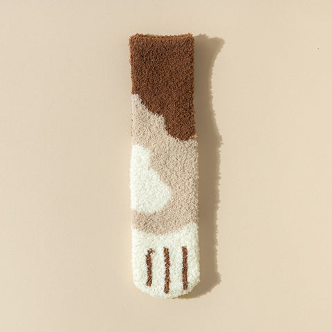 Women's Fuzzy Cat Paw Socks with Grips
