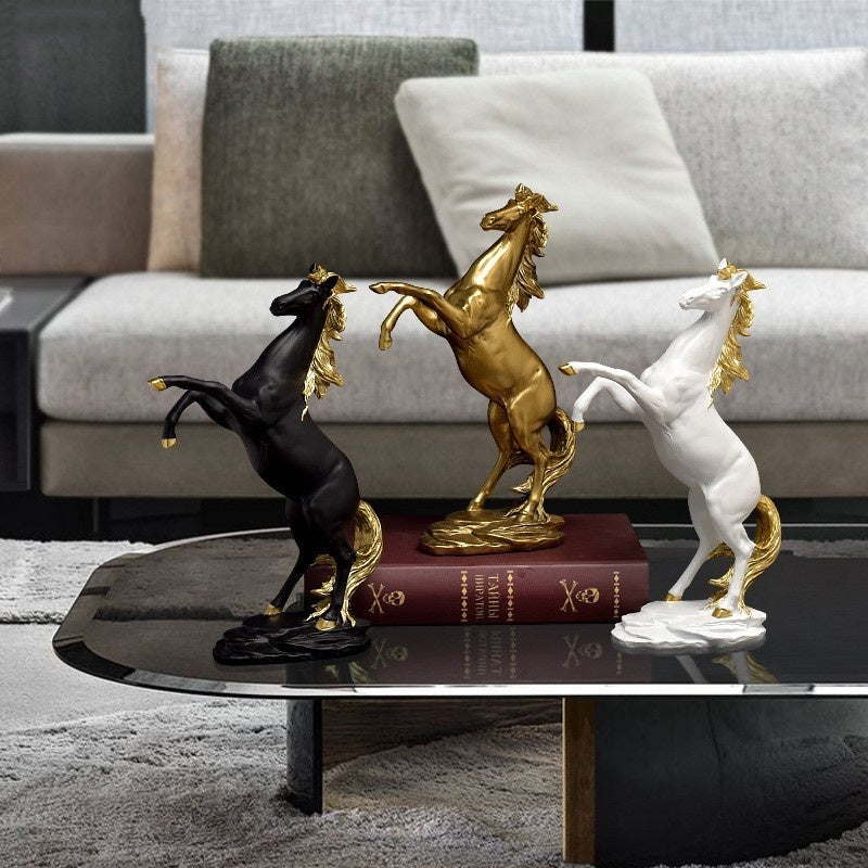 GRACEFUL GOLDEN HORSE SCULPTURE