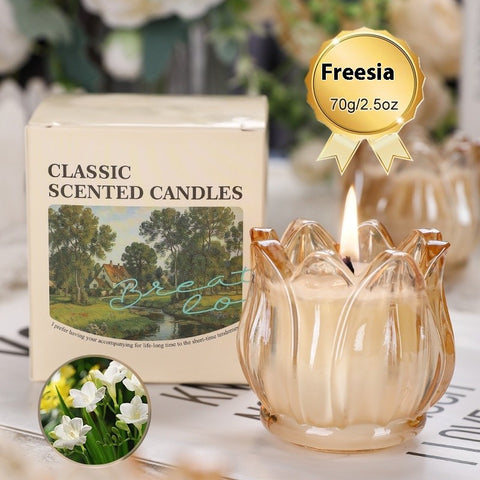French Tulip Glass Candle