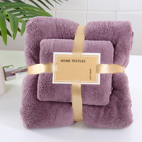 Coral Fleece Bath Towel Set