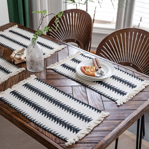 Boho Hempweave Tasseled Table Cloths