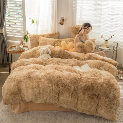 Fluffy Mink Velvet Duvet Cover Set 4pcs