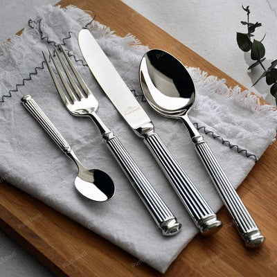 Cookware Rome Column Imperium Roman Flatware Set | Silver Pillar Handle Cutlery – Domisana