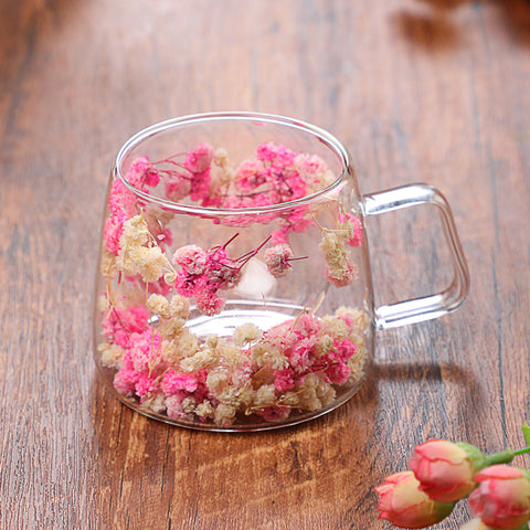 Floral Insulated Borosilicate Glass Mug
