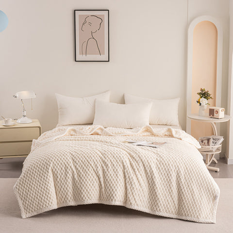 Hikari Waffle Plush Throw Blanket – Ultra Soft & Cozy