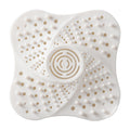 White drain catcher with suction holes and swirl grip