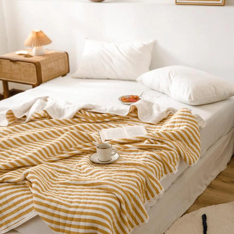 Striped Cotton Quilt - Japanese Inspired