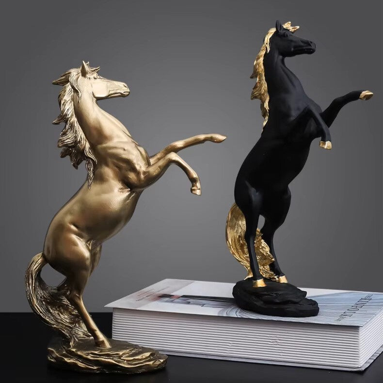 GRACEFUL GOLDEN HORSE SCULPTURE