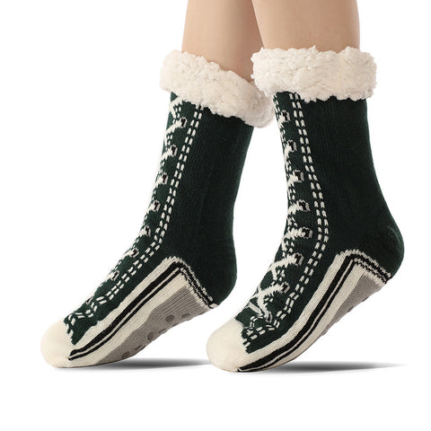 Women's Lace-Up Pattern Winter Crew Socks