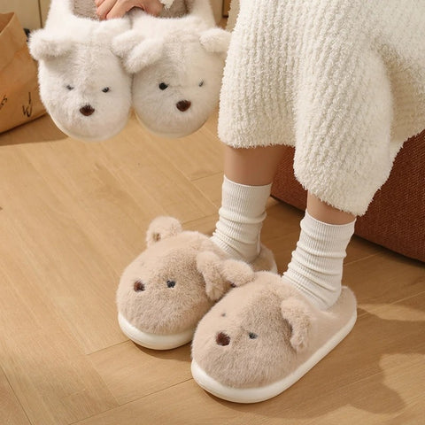 Teddy Bear Plush Slippers