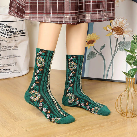 Women's Vintage Floral Crew Socks