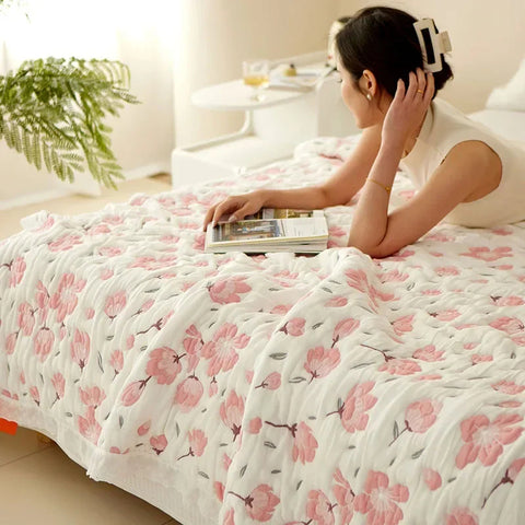 Cherry Blossom Bamboo Fiber Luxury Quilt