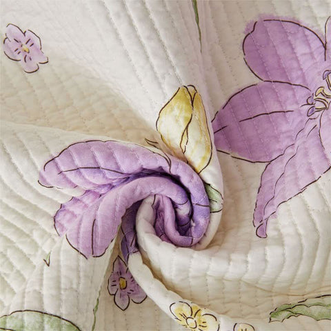 Lavender Lily Cotton Quilt Bedding Set